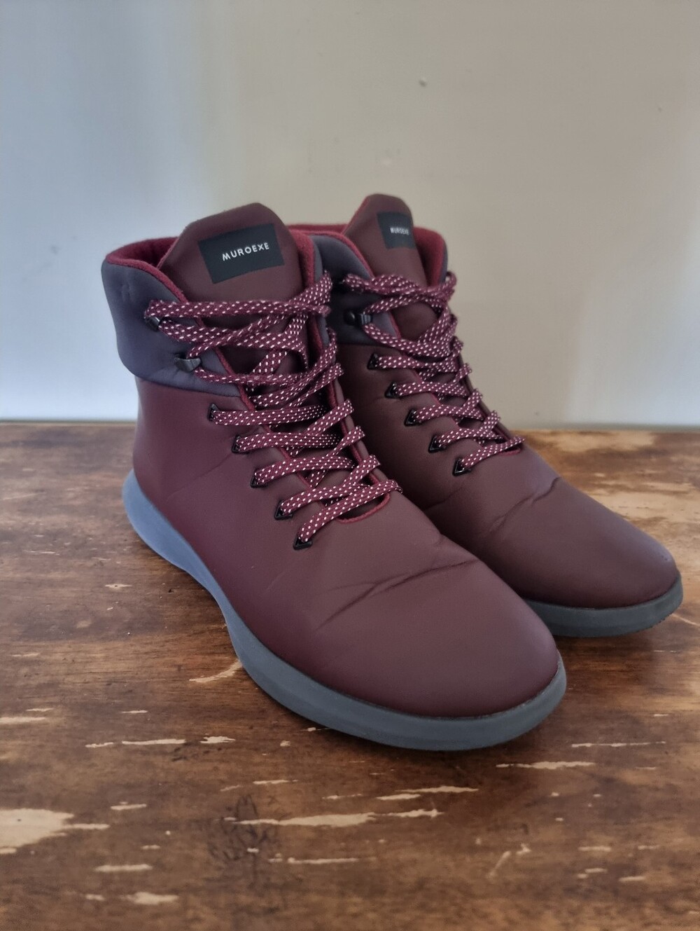 Muroexe Men's Burgundy High-Top Boots Waterproof Lightweight Size 11
